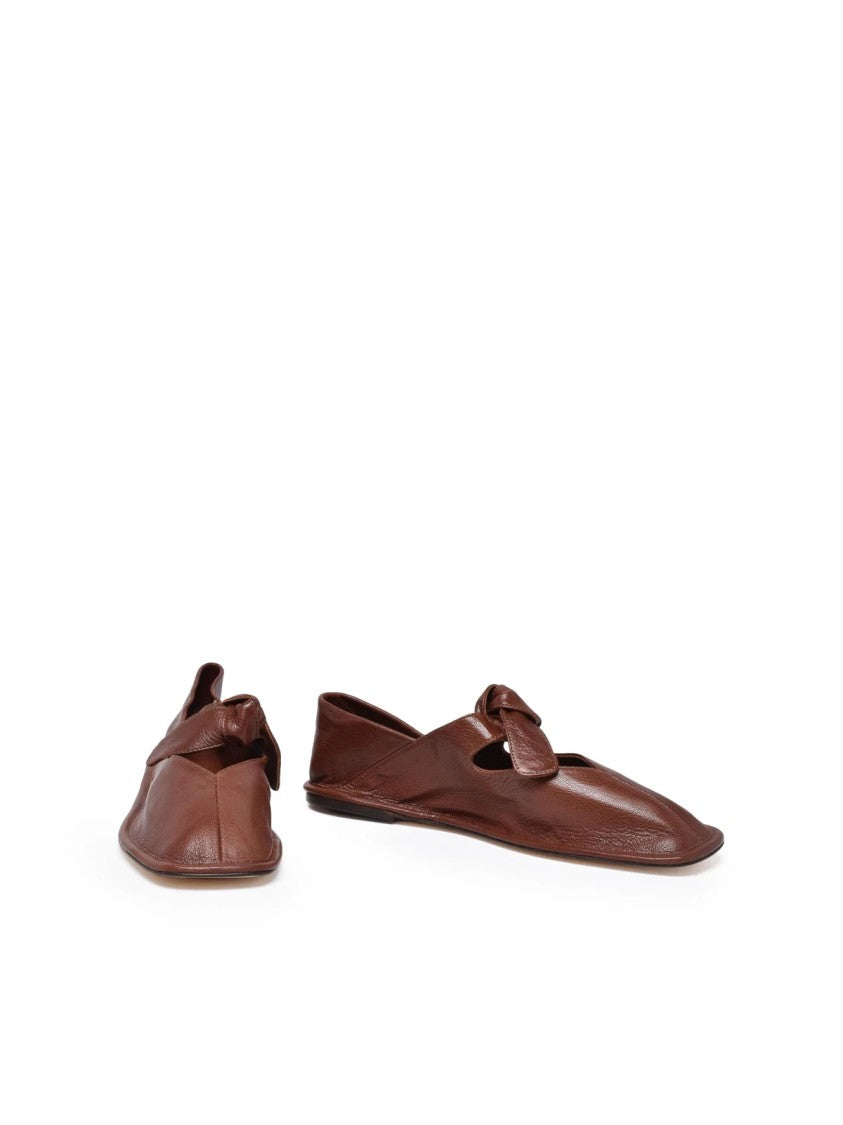Hereu Brown Knot Detail Leather Loafers