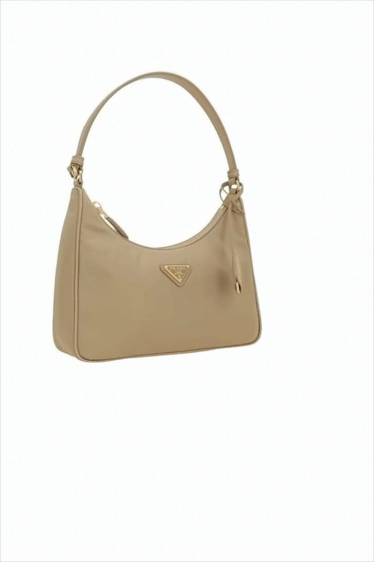 Prada Smooth Rectangular Shoulder Bag With Triangular Logo Plaque