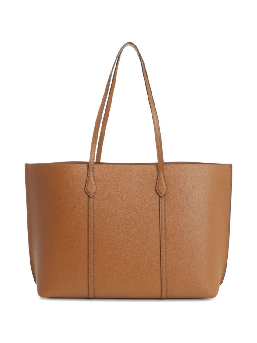 Tory Burch Structured Brown Cow Leather Tote Bag