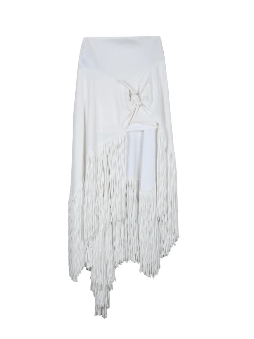 Philosophy Di Lorenzo Serafini White Viscose Polyamide Asymmetrical Long Skirt