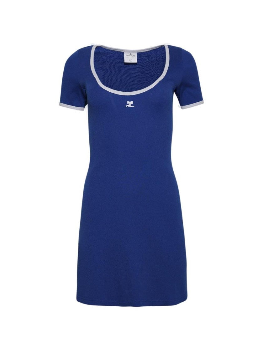 Courrèges Holistic Contrast Mini Dress Saphire And Pearl