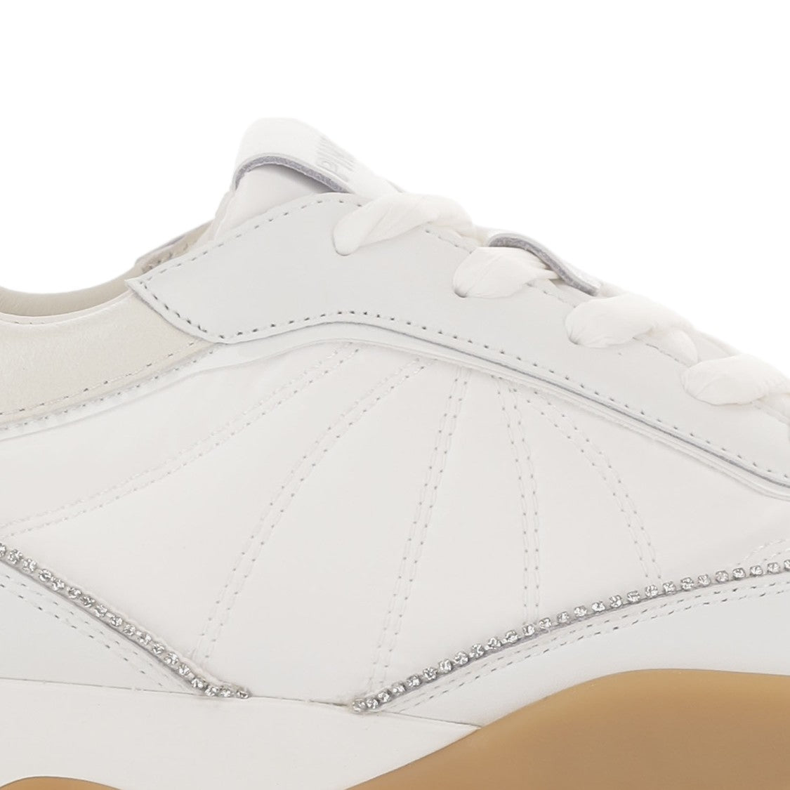 Pinko White Fabric Glitter Panel Sneakers