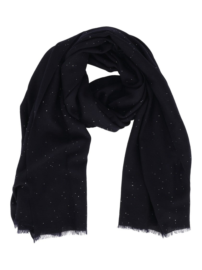 Faliero Sarti Long Rectangular Wool Blend Scarf With Subtle Speckles