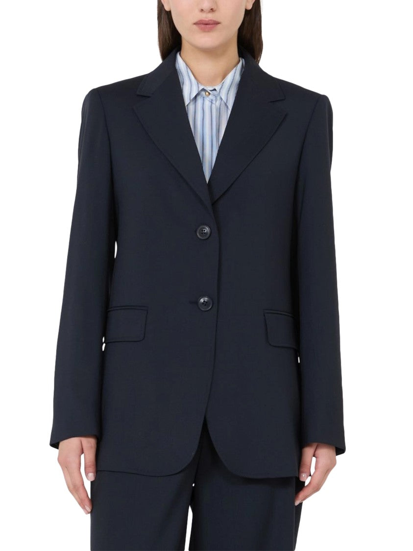 Max Mara Structured Wool Blazer With Notched Lapel And Flap Pockets