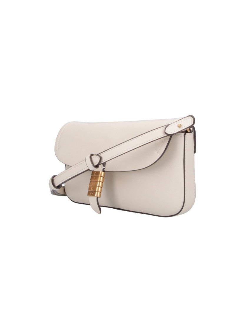 Pinko "Saddle Flat" Shoulder Bag – White