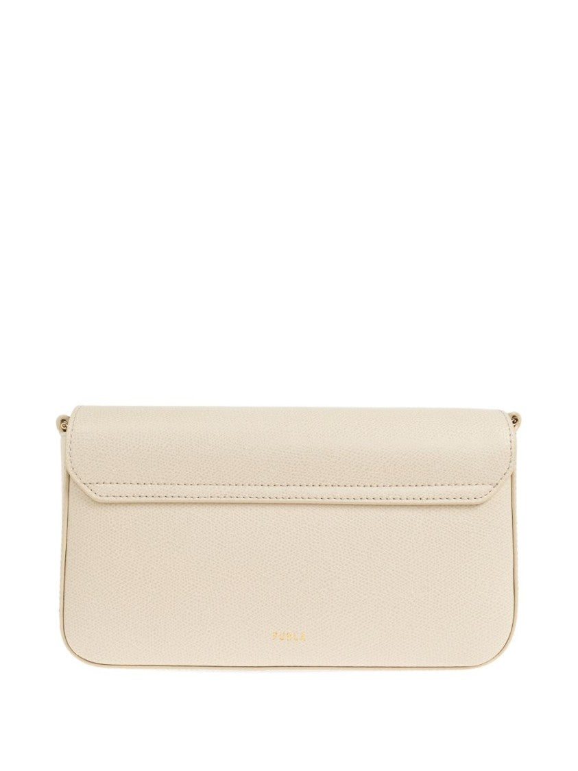 Furla White Iride Crossbody Textured Leather Bag