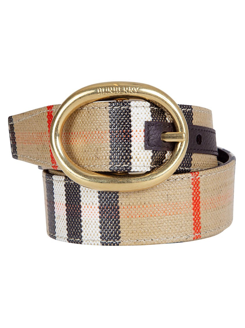 Burberry Reversible Check Pattern Belt With Gold-Tone Buckle