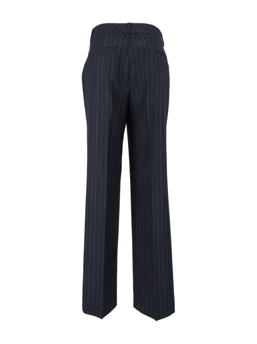 Peserico Virgin Wool-Blend Pinstripe Straight-Leg Pants