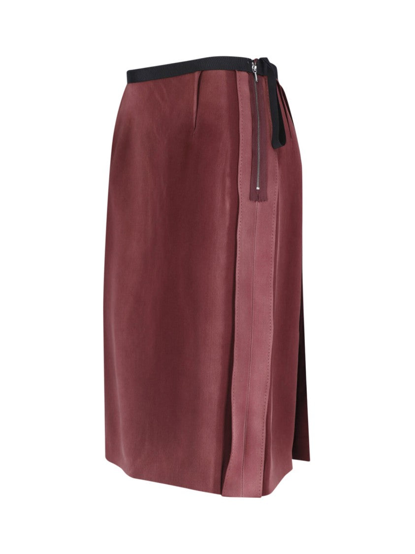 Maison Margiela Bordeaux Viscose Midi Darts Skirt