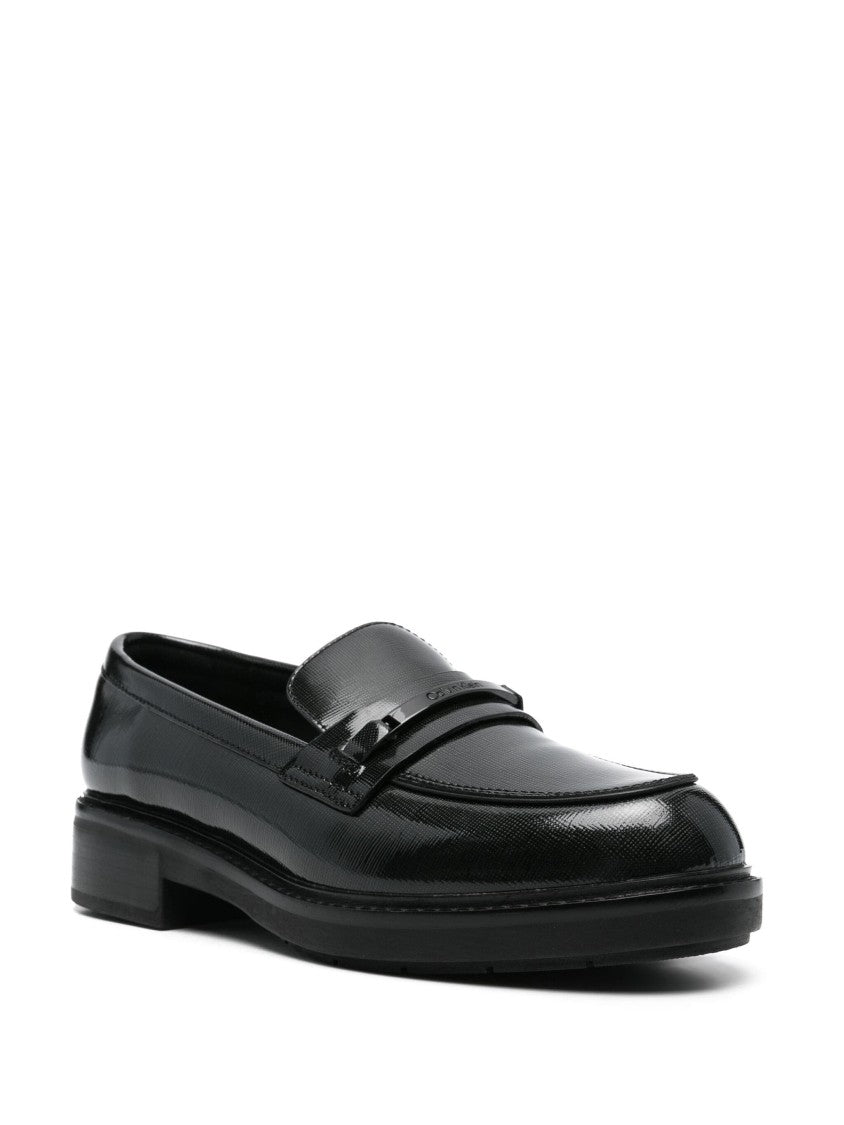 Calvin Klein Glossy Leather Loafers With Classic Penny Strap