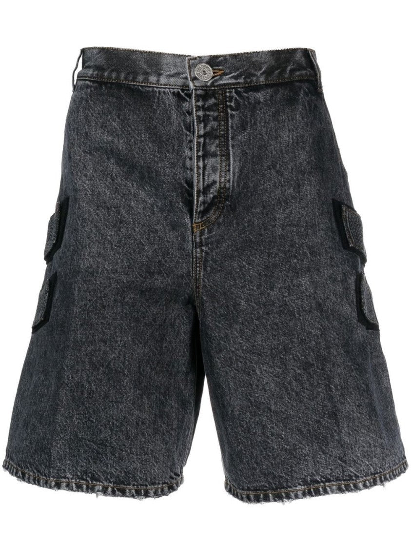 Balmain Side Strap Denim Bermuda Shorts