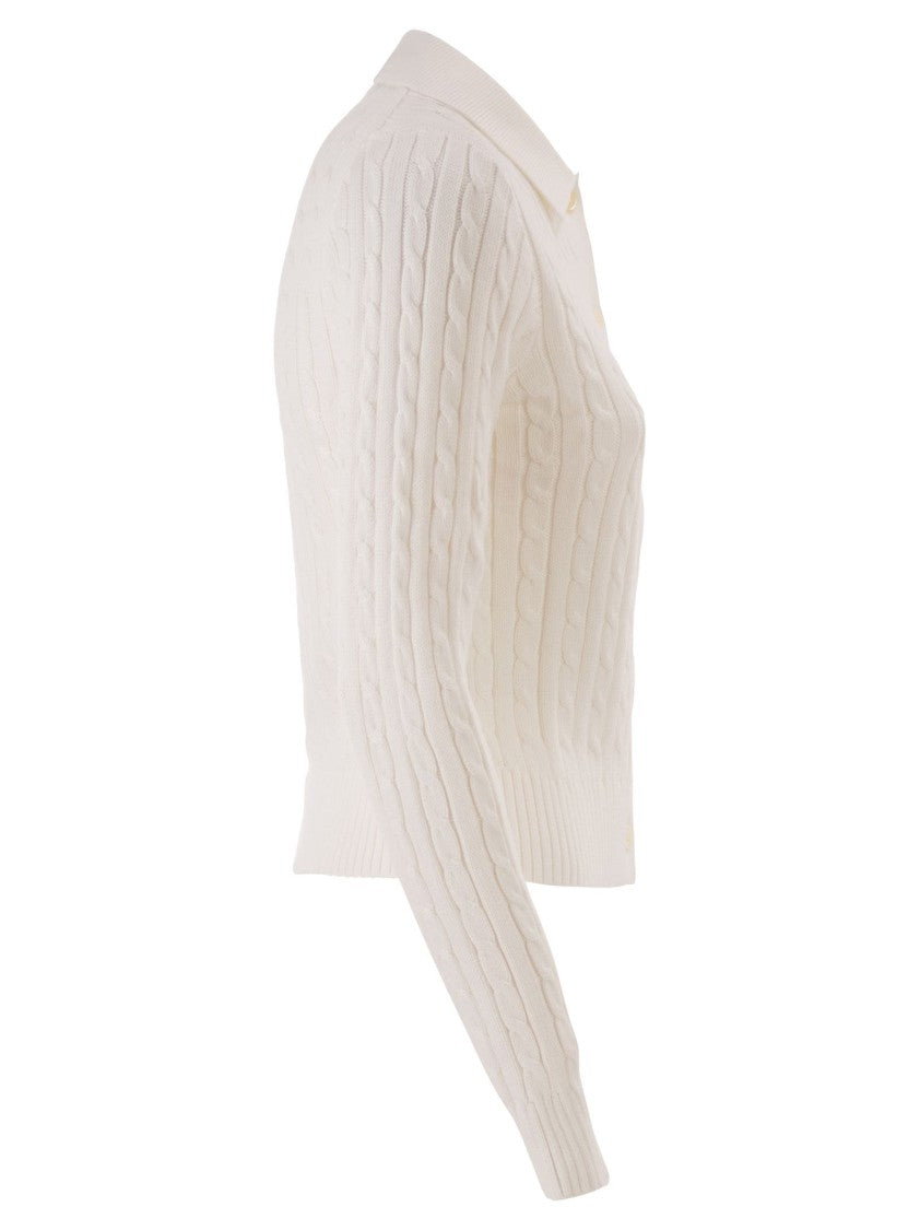 Polo Ralph Lauren Cotton Cable Knit Cardigan With Collar