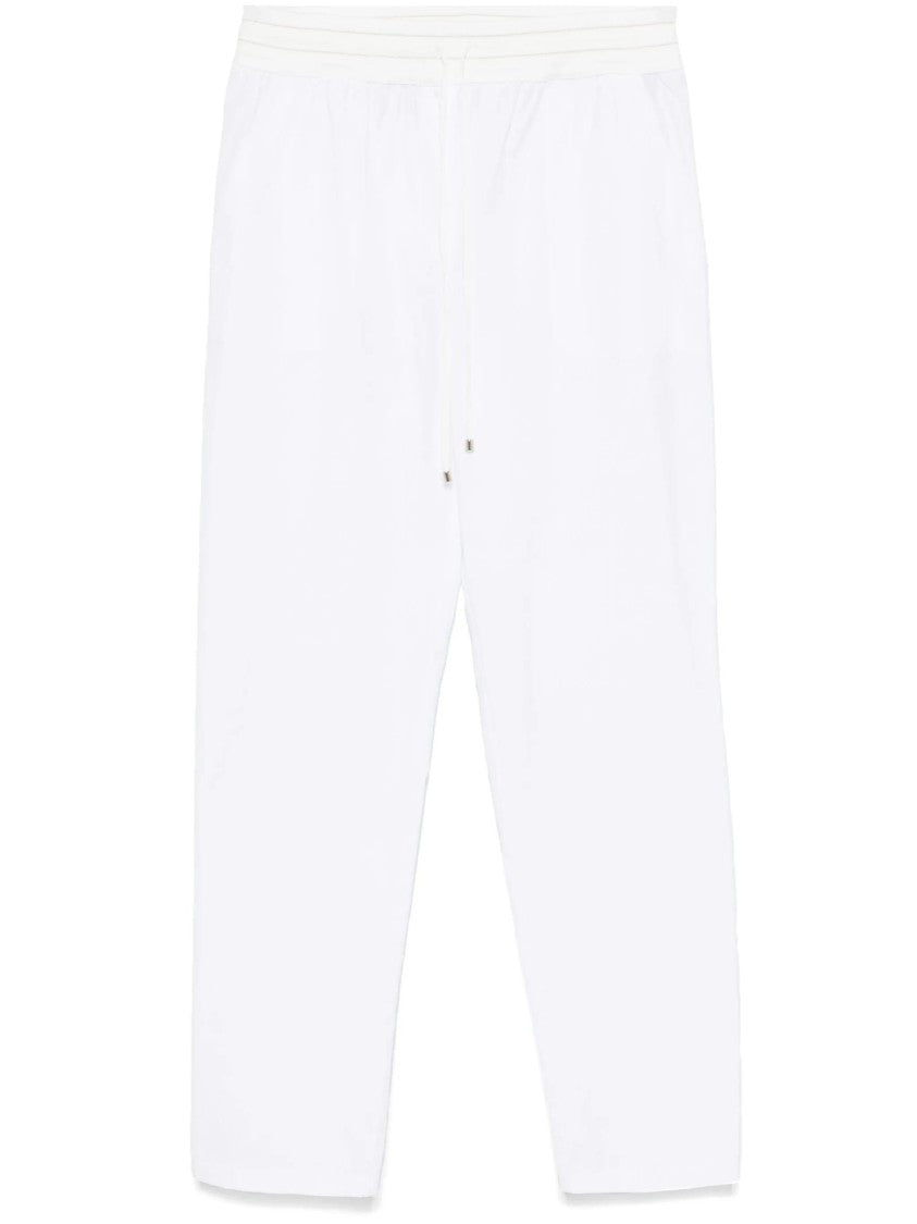 Lorena Antoniazzi Relaxed Fit White Trousers With Drawstring Waist