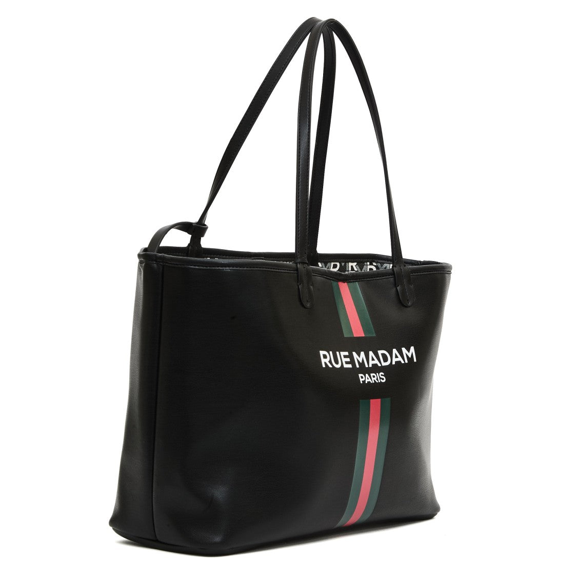 Rue Madame Black Eco-Leather Shopping Bag With Logo