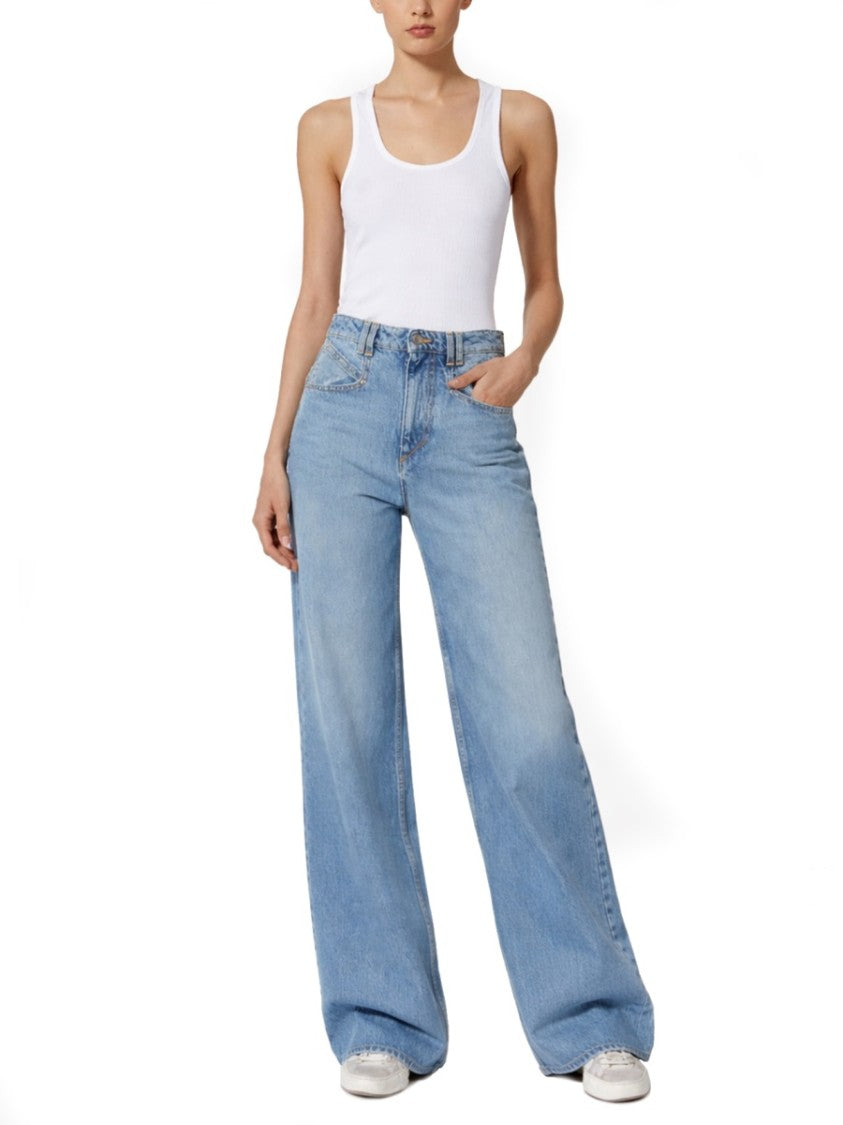 Isabel Marant Lemony Wide-Leg Cotton Denim Pants