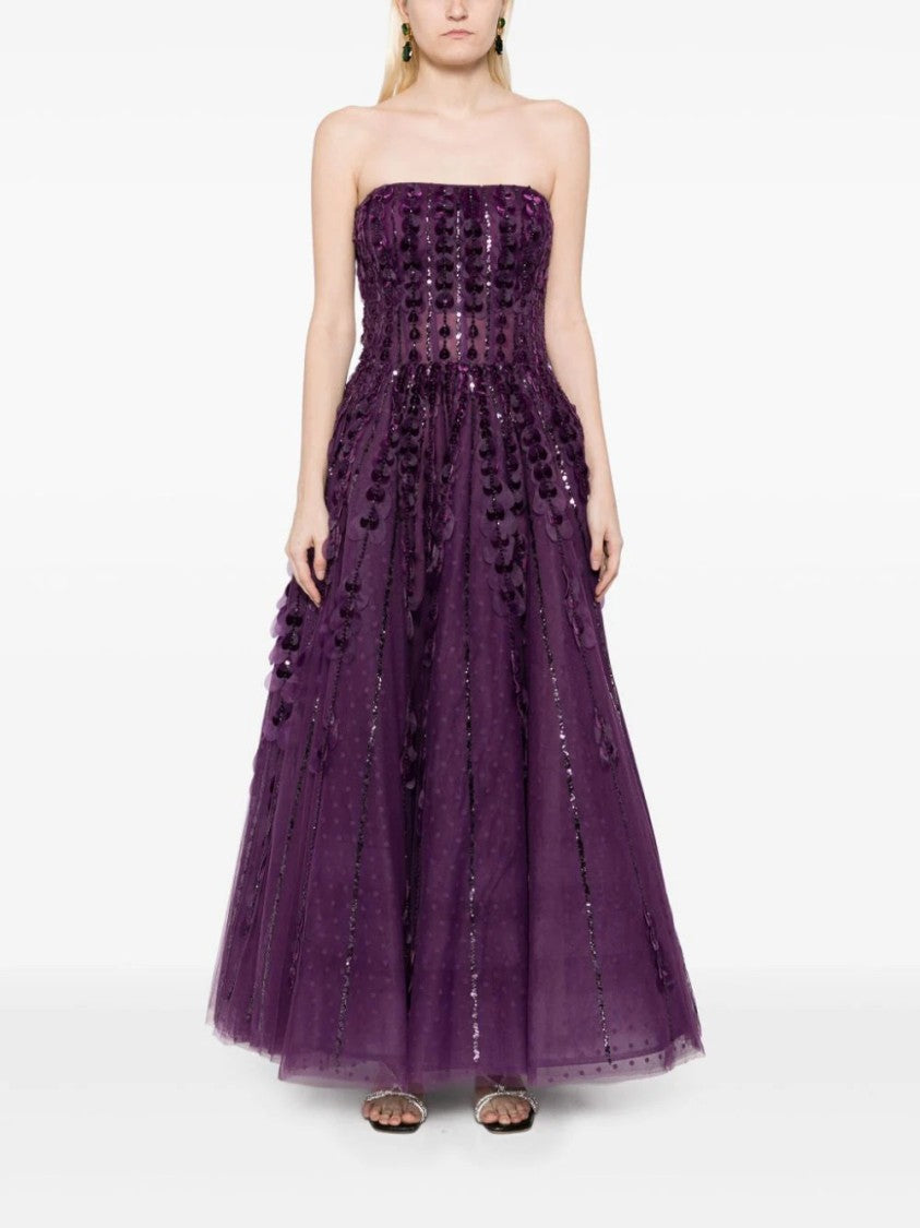 Saiid Kobeisy Beaded Tulle Dress With Velvet Hearts