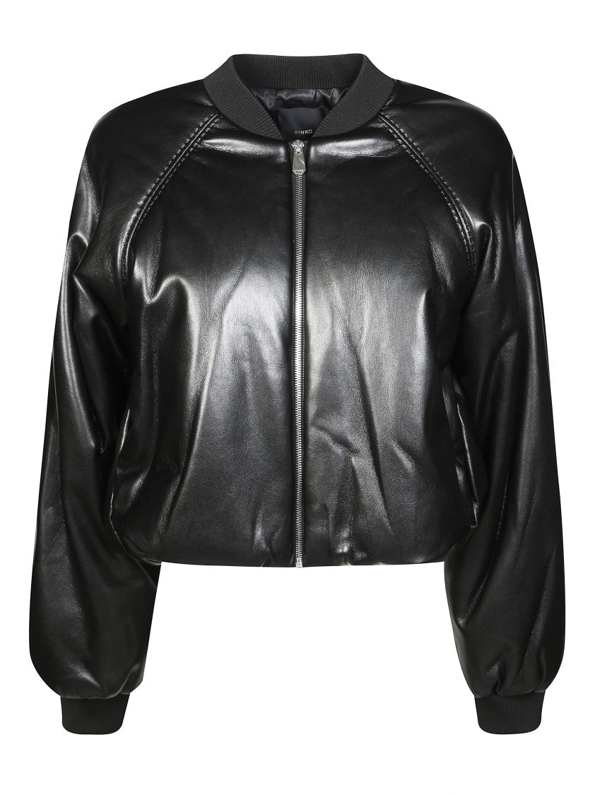 Pinko Brodo Faux Leather Bomber Jacket
