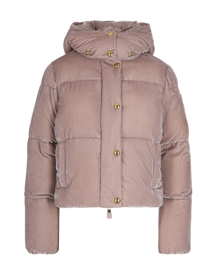 Elisabetta Franchi Sunrise Velvet Down Jacket With Hood