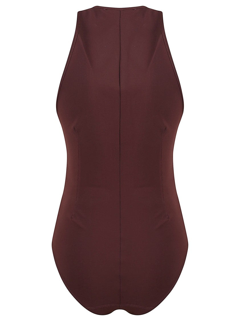 Iro Vivid Velvet Bodysuit With Deep V Neckline And Seamless Design