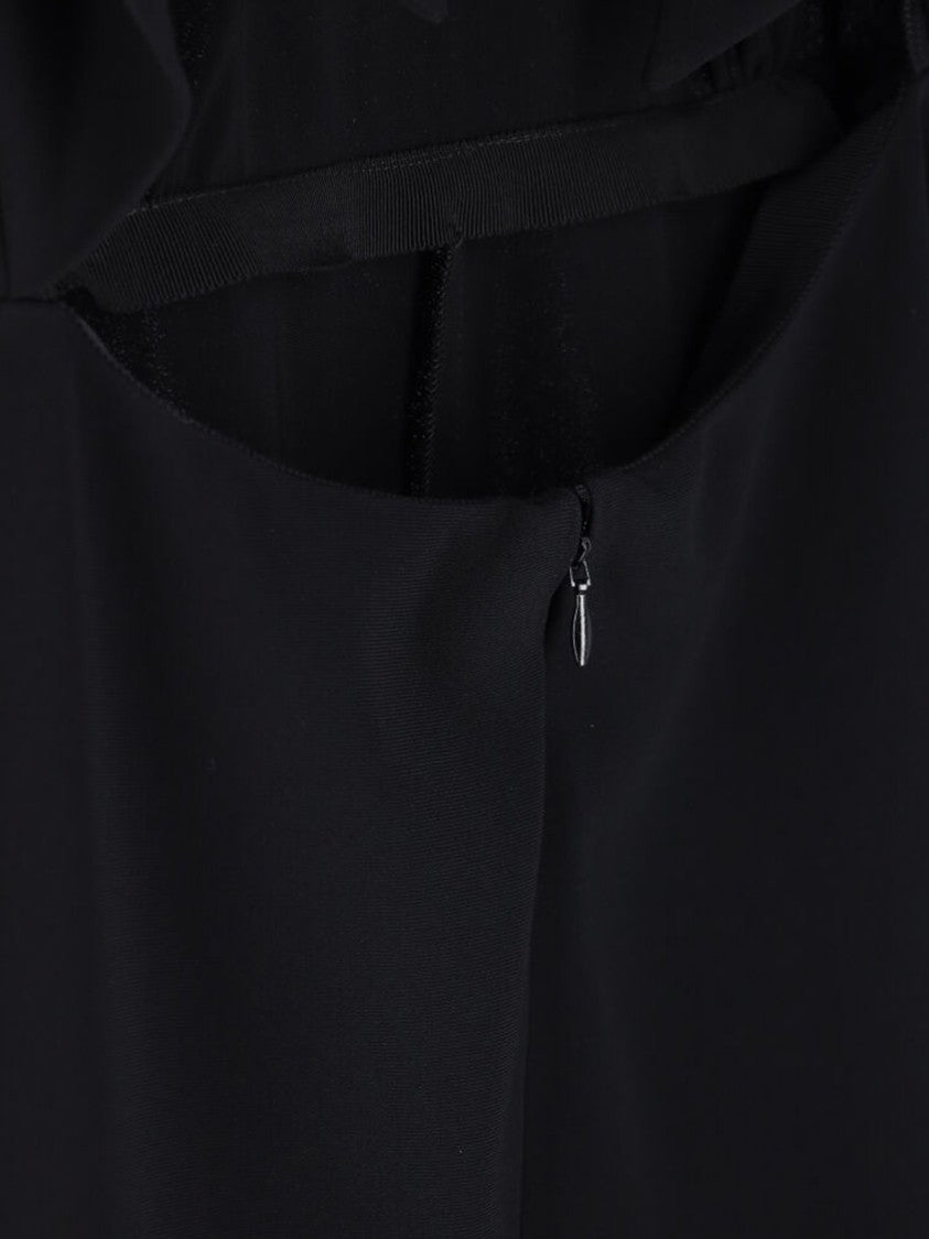 Aspesi Midi Dress In Black Fabric, High Neck