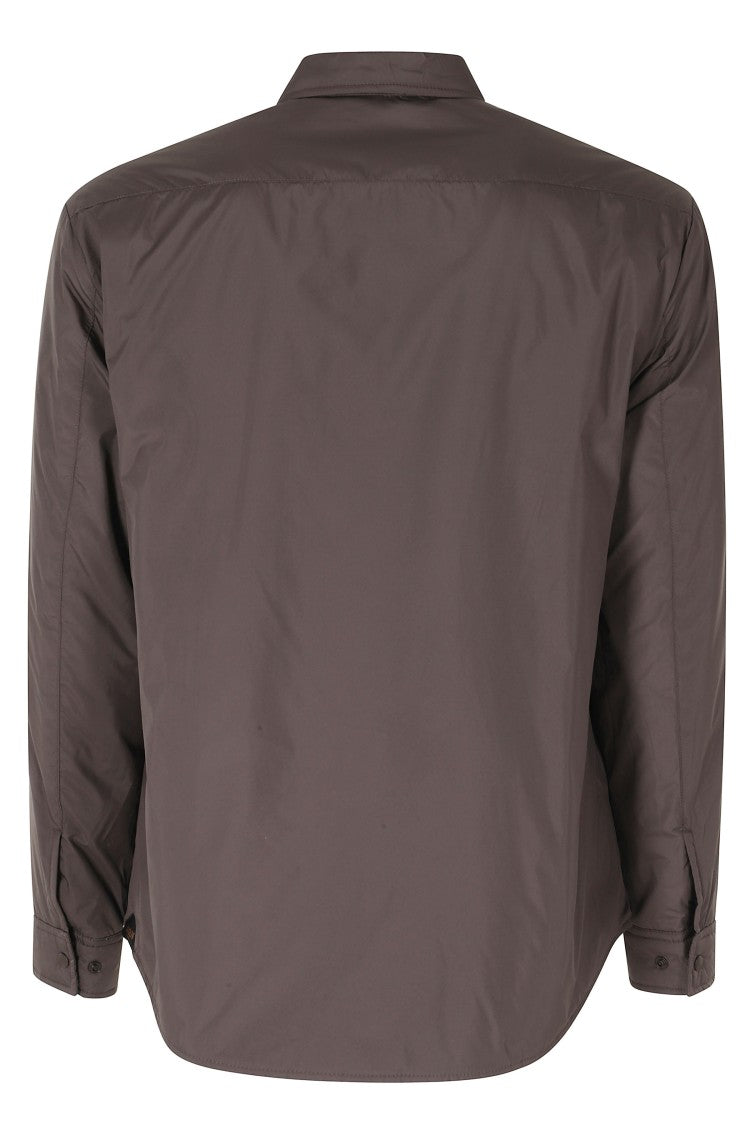 Briglia Brown Classic Collar Snap Button Nylon Shirt Jacket