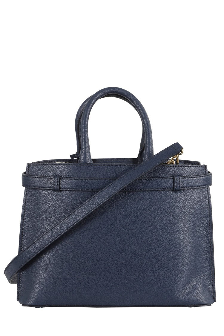 Lancel Pebbled Leather Shoulder Bag With Dual Handles