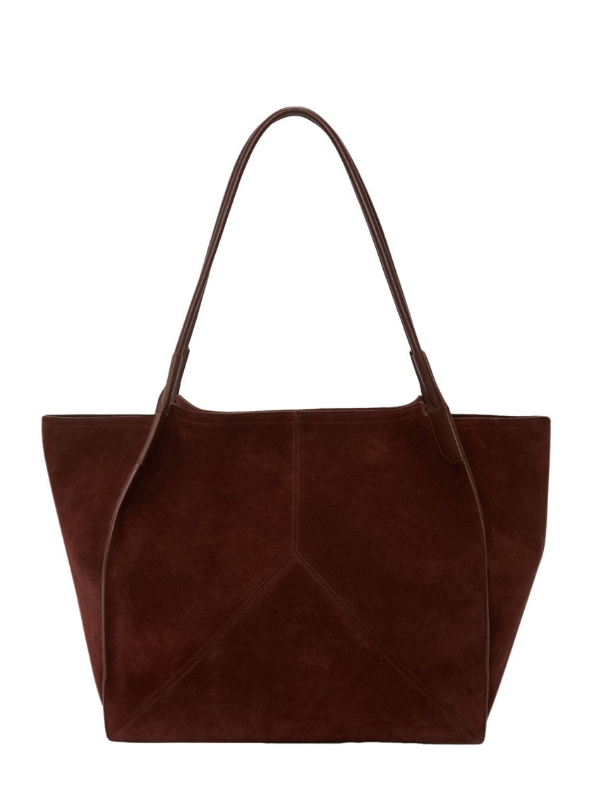 Victoria Beckham Structured Dark Brown Suede Tote Bag