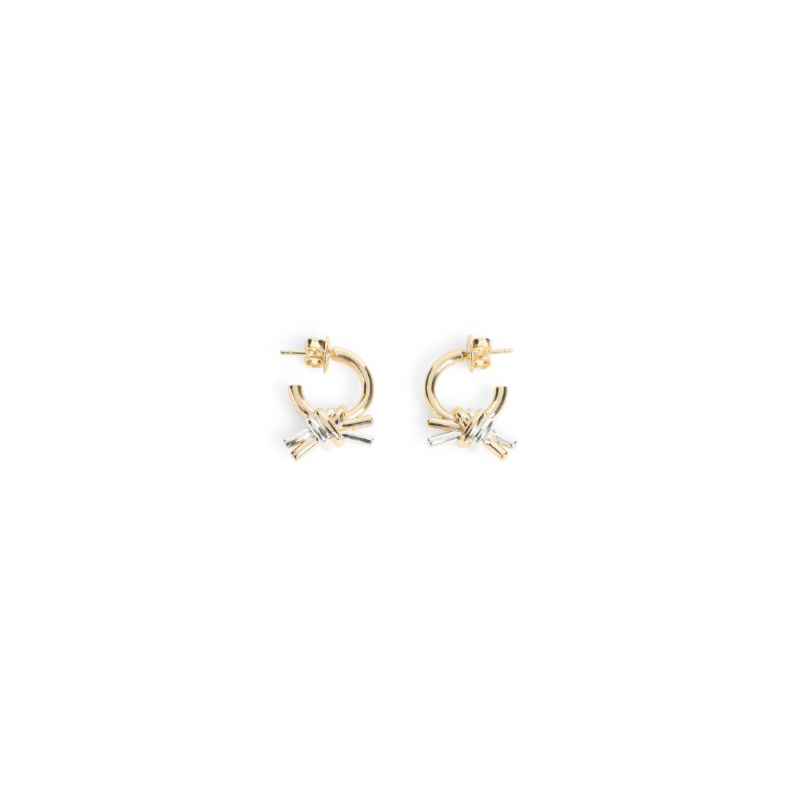 Bottega Veneta Intertwined Brass Hoop Earrings With Decorative Knot