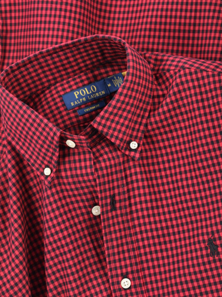 Polo Ralph Lauren Red Classic Checkered Cotton Button-Down Shirt