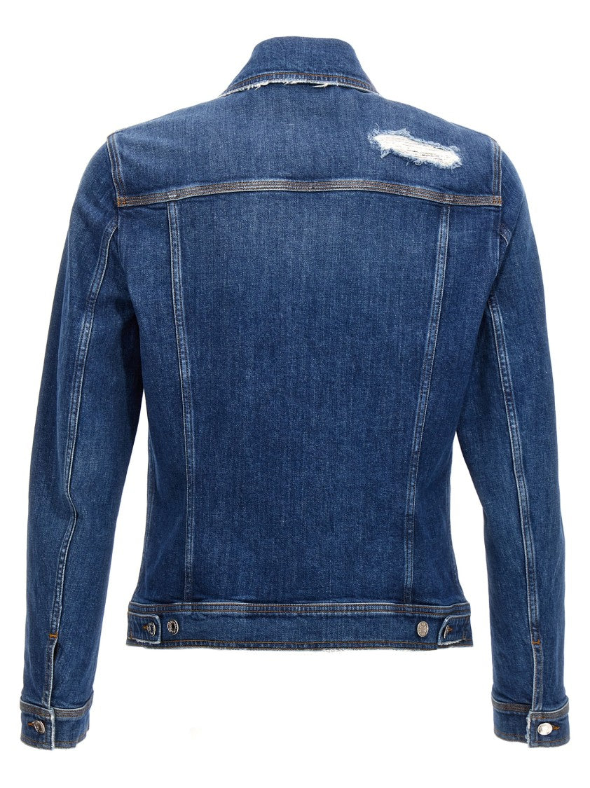 Dolce & Gabbana Distressed Stretch Cotton Denim Jacket