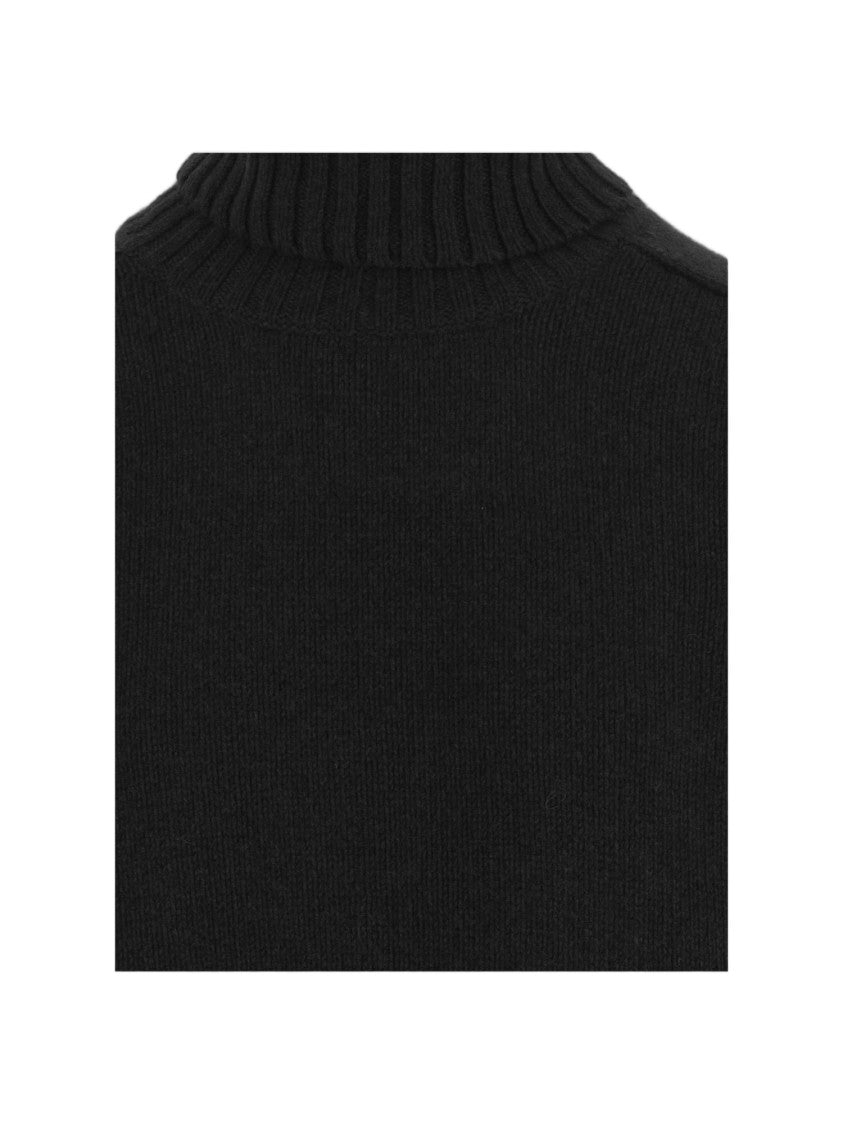Bruno Manetti Black Virgin Wool Cashmere Turtle-Neck Sweater