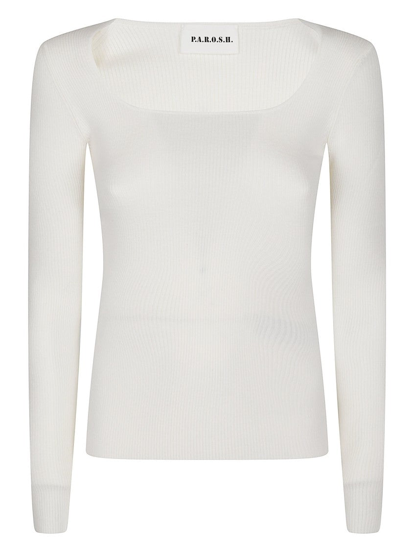 P.A.R.O.S.H. Long U Neck Fitted Wool Sweater