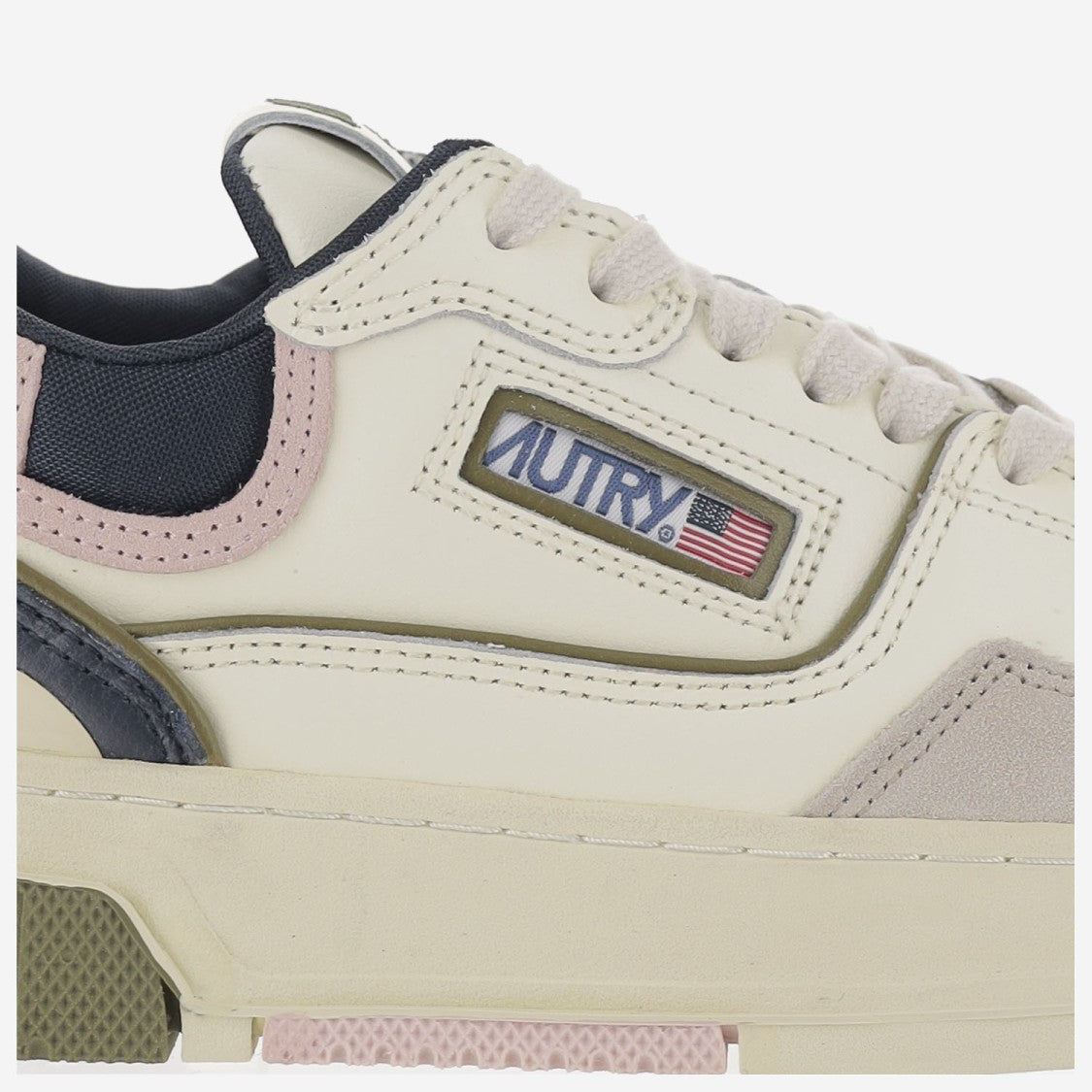 Autry Low Suede And Mesh Sneakers With Contrast Heel