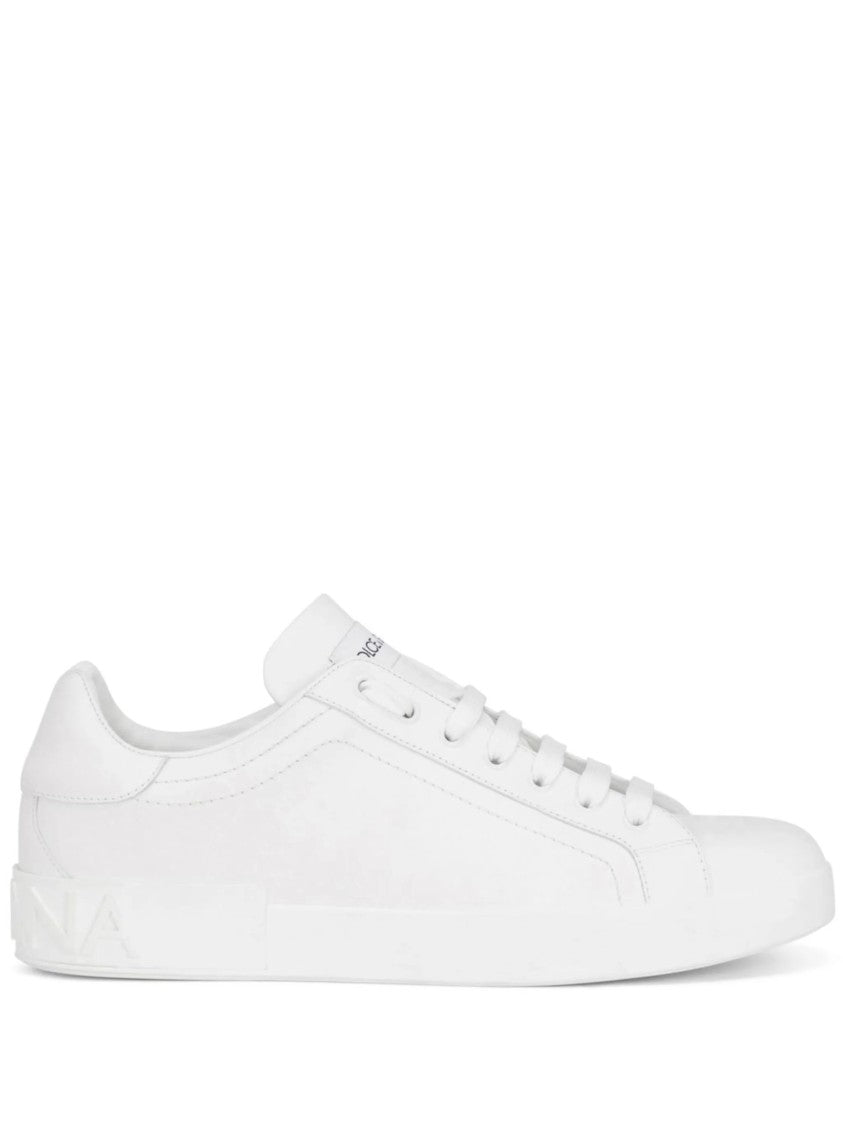 Dolce & Gabbana White Portofino Tasseled Calfskin Leather Sneakers