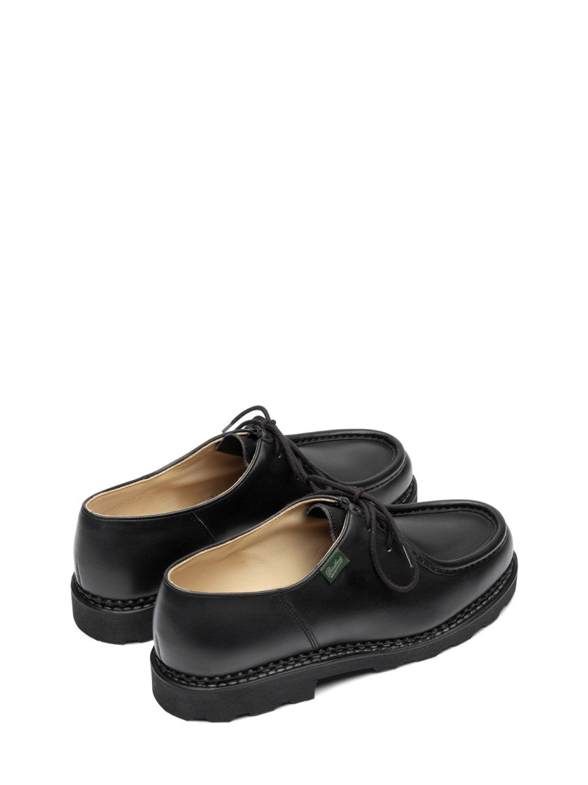 Paraboot Noir Michael Marche Ii Lis Leather Moc Toe Lace-Up Flats