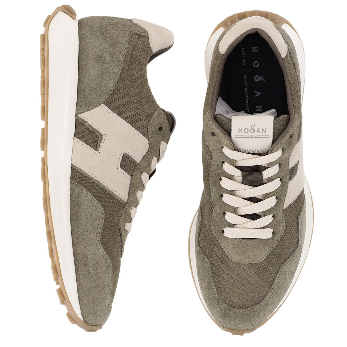Hogan Suede Sneakers With Contrast Heel Tab And Signature Logo