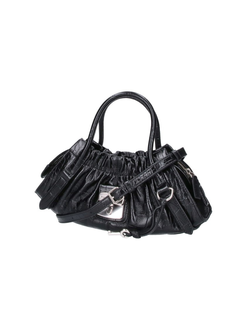 Marc Jacobs Black The Small Satchel Ruched Calfskin Handbag