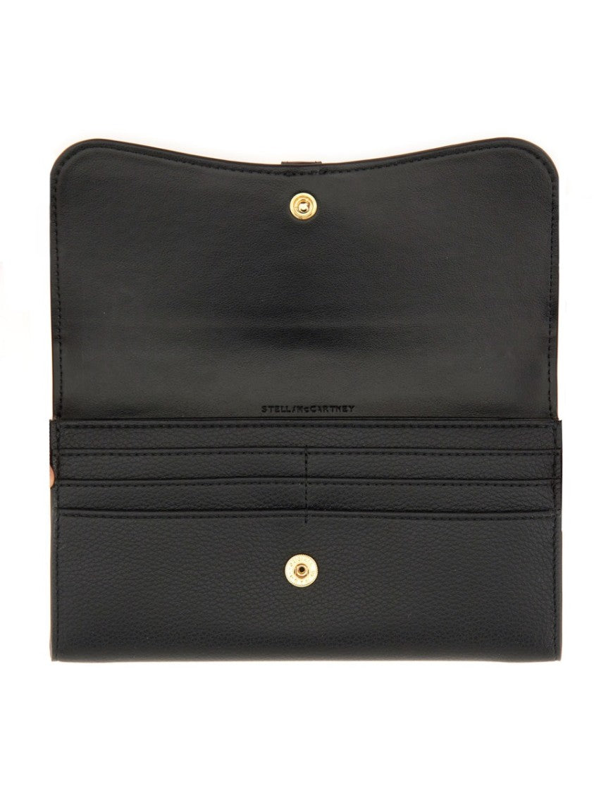 Stella Mccartney Black Ryder Textured Flap Wallet