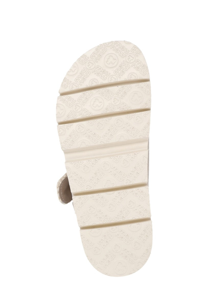 Mou Ivory Front Straps Suede Sandals