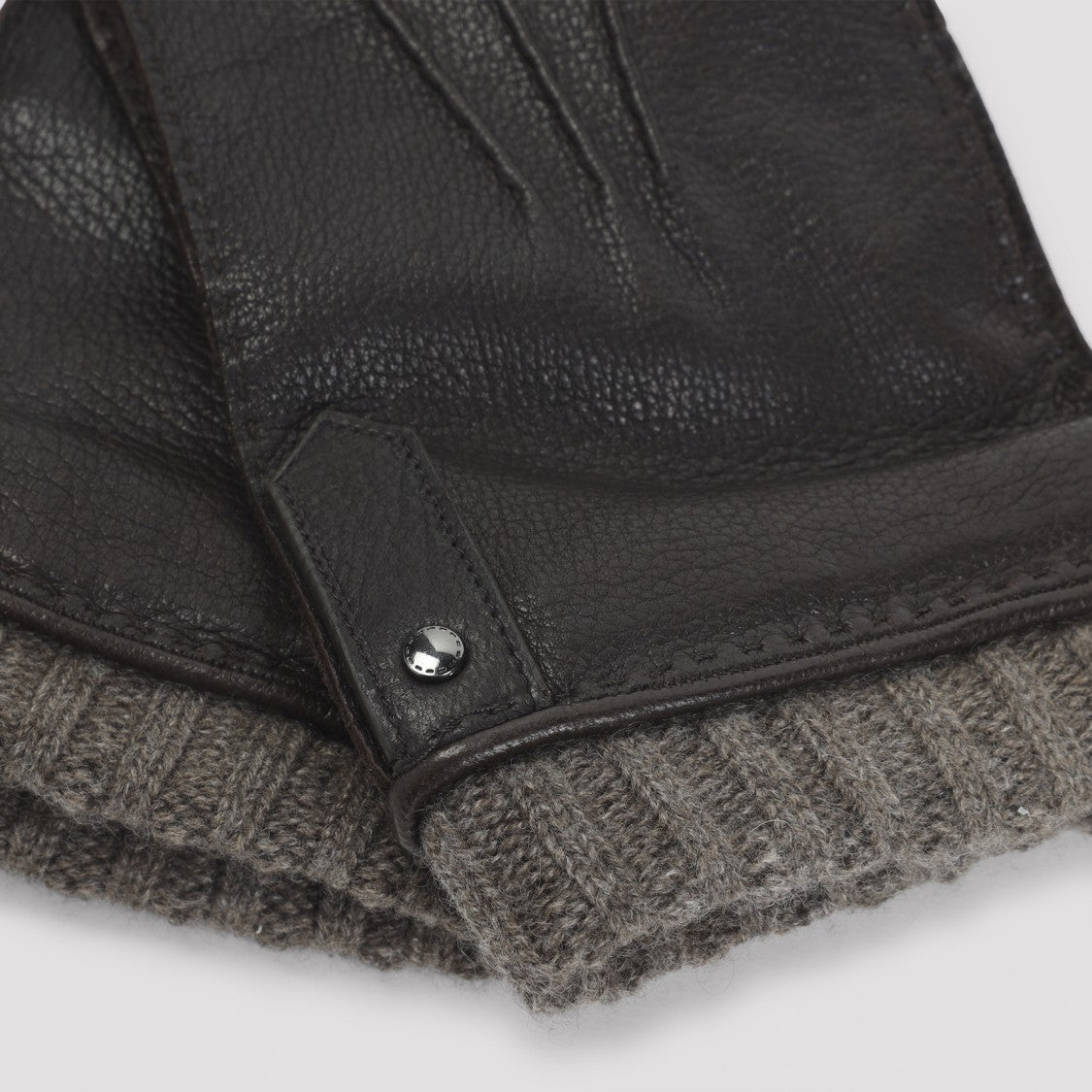 Canali Black Deer Leather Gloves