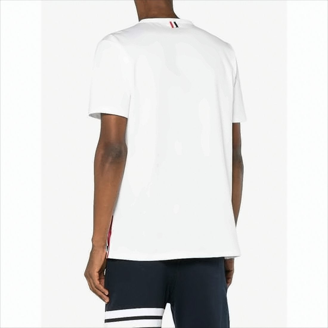 Thom Browne Short-Sleeved T-Shirt With Striped Pocket Detail