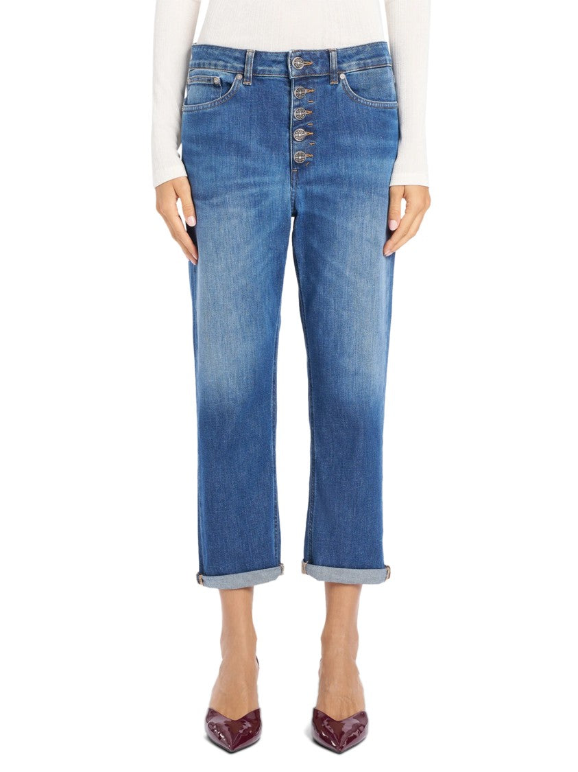 Dondup Tailored Straight Leg Trousers In Cotton-Elastane Blend