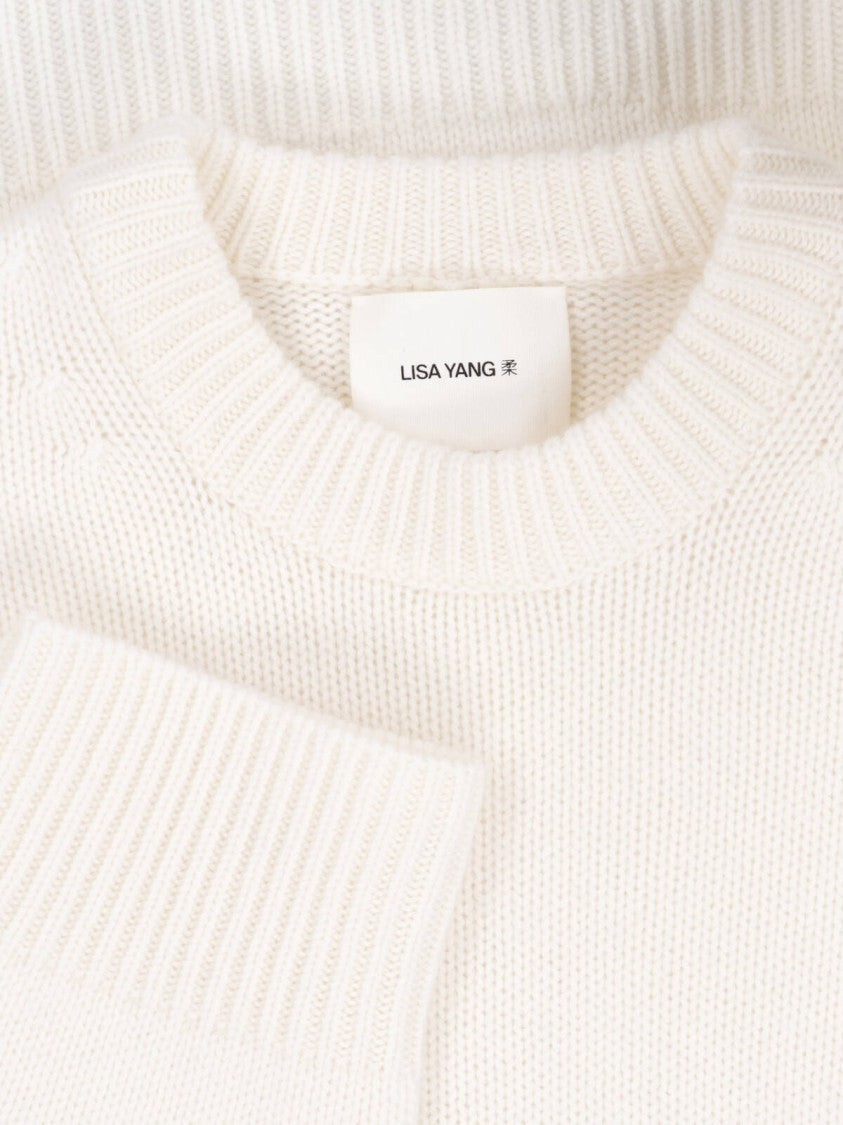 Lisa Yang Relaxed Fit Crew Neck Ribbed Knit Sweater