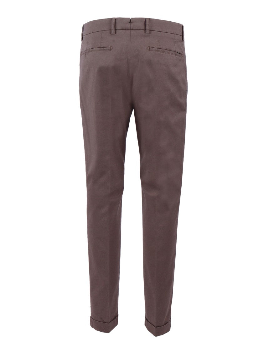Berwich Brown Tailored Tapered Subtle Straight-Leg Pants