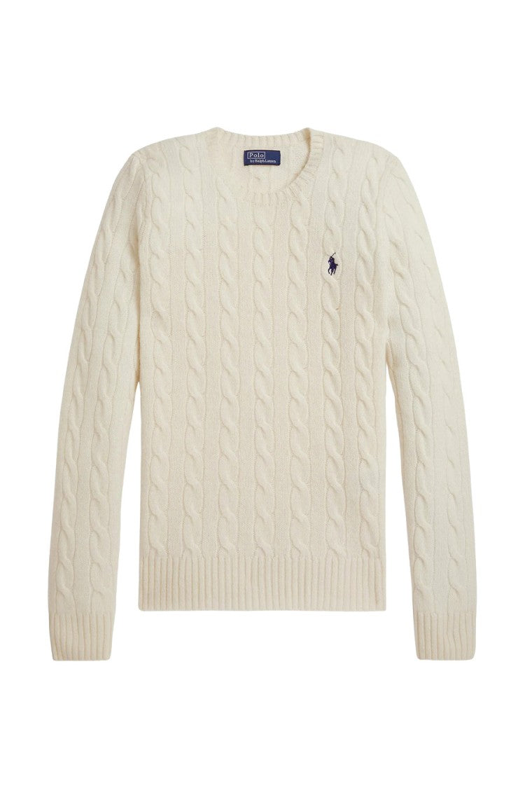 Polo Ralph Lauren Cream Cable-Knit Wool-Blend Sweater