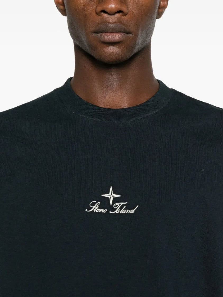 Stone Island Logo-Embroidered Crew-Neck T-Shirt