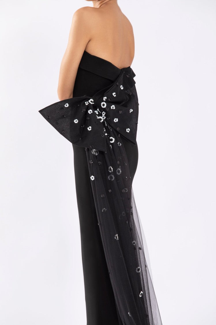 Saiid Kobeisy Crepe Off-Shoulder Dress With A Tulle Bow