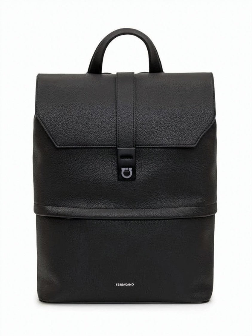 Salvatore Ferragamo Textured Calfskin Leather Backpack With Minimalist Design