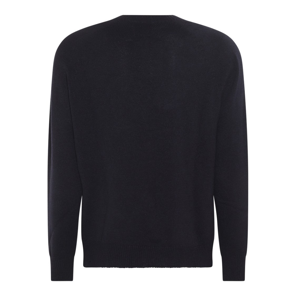 Jil Sander Round Neck Blue Cashmere Jumper With Ribbed Detailing