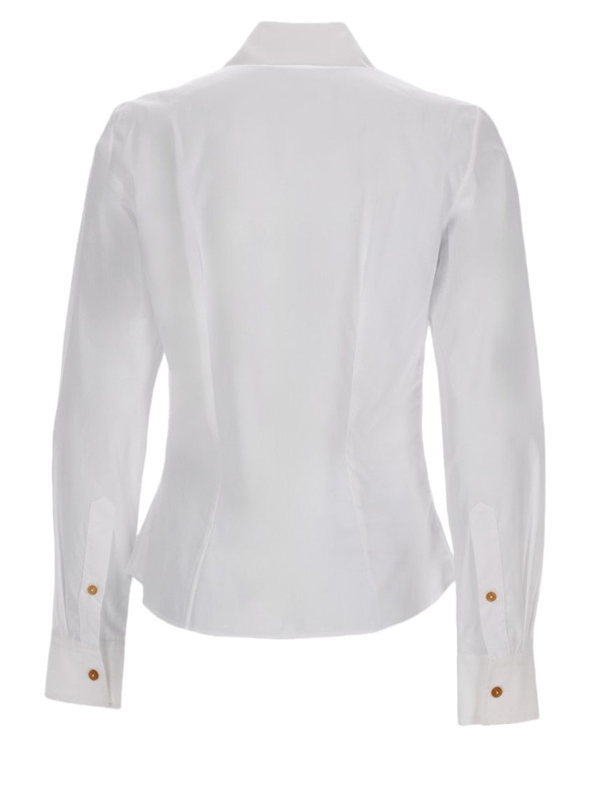 Vivienne Westwood Violin Embroidered Logo White Cotton Shirt
